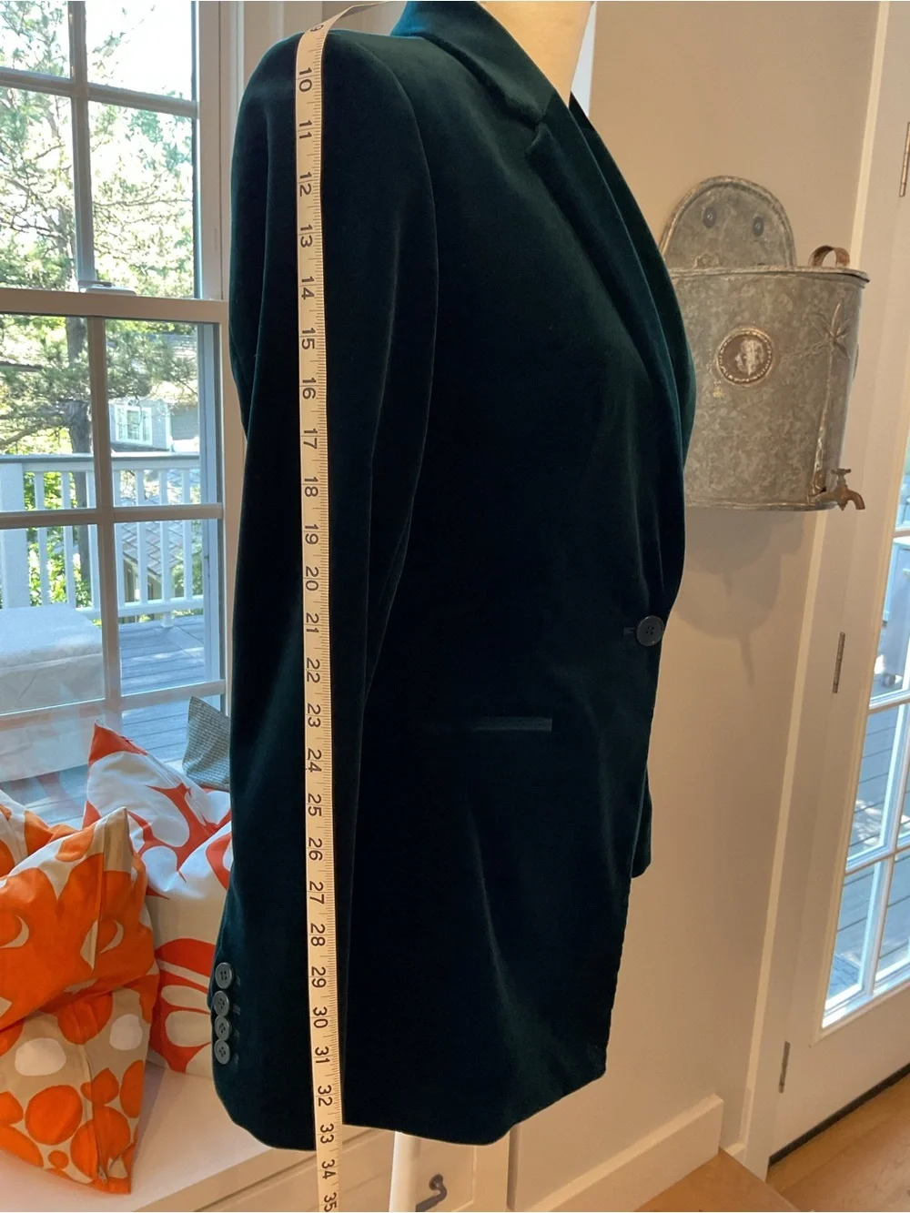 Theory Deep Green Velvet Single-Button Blazer - Picture 4 of 6